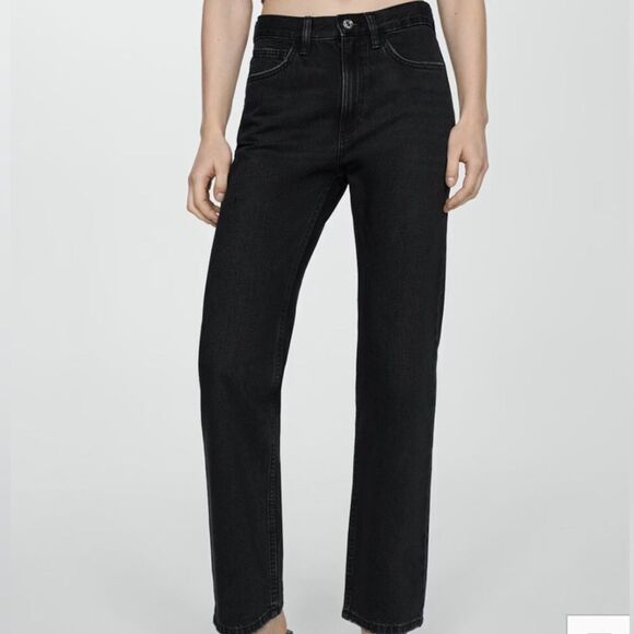 NWT MNG Black Straight Mid Rise Jeans - Picture 1 of 7